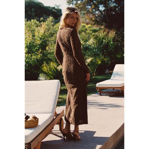 12th Tribe Dorado Mocha Maxi Dress Size SS - Picture 3 of 3